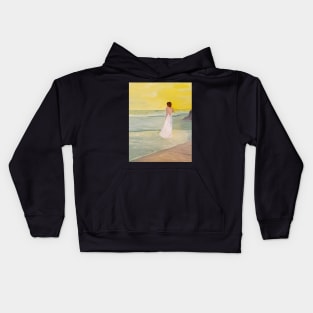 Wading In The Sea oil painting by tabitha kremesec Kids Hoodie